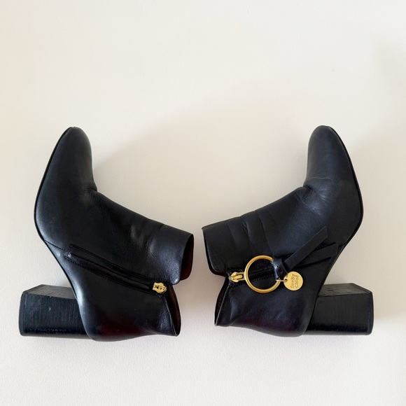 See By Chloe Boots Louise Ankle Leather Block Heel Casual Chic Minimal Black 7 - Picture 8 of 16